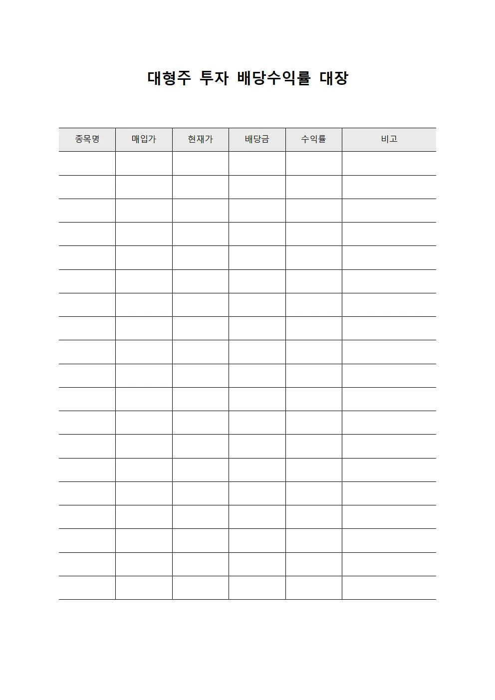 대형주 투자 배당수익률 대장