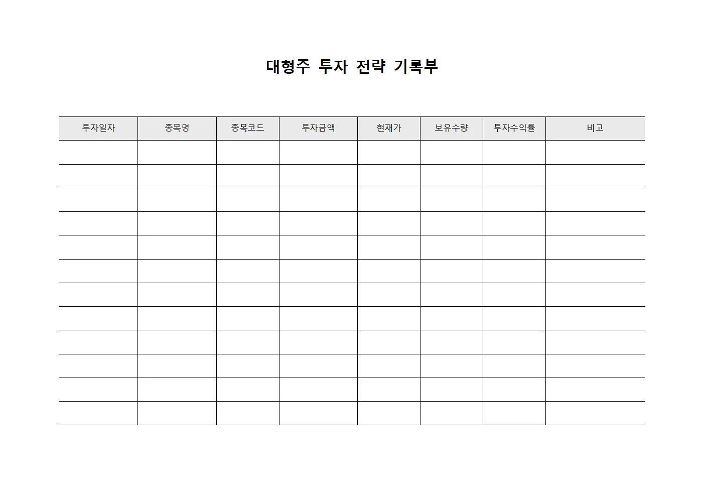 대형주 투자 전략 기록부