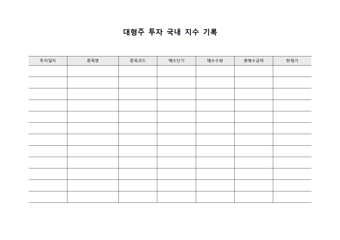 대형주 투자 국내 지수 기록