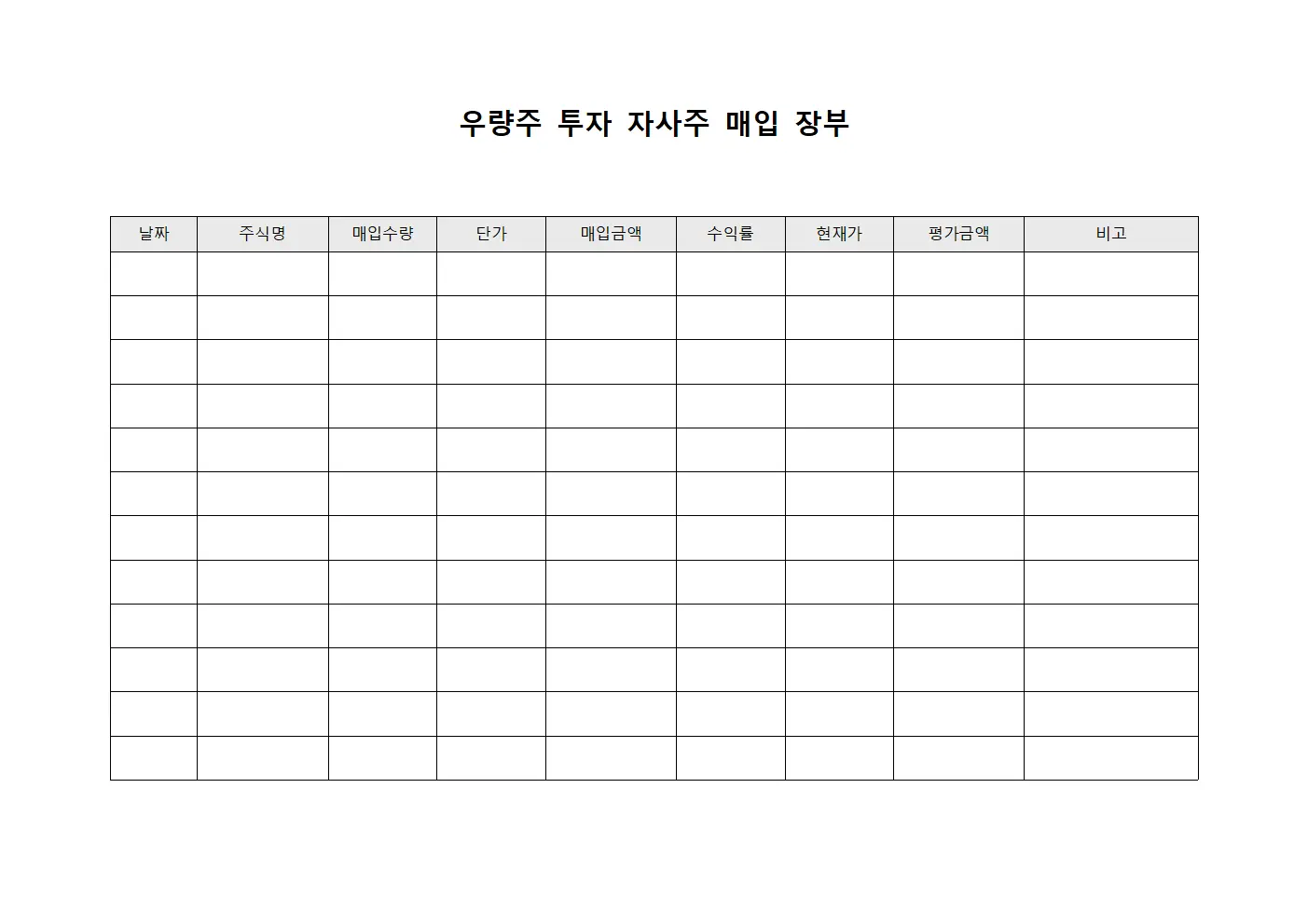 우량주 투자 자사주 매입 장부