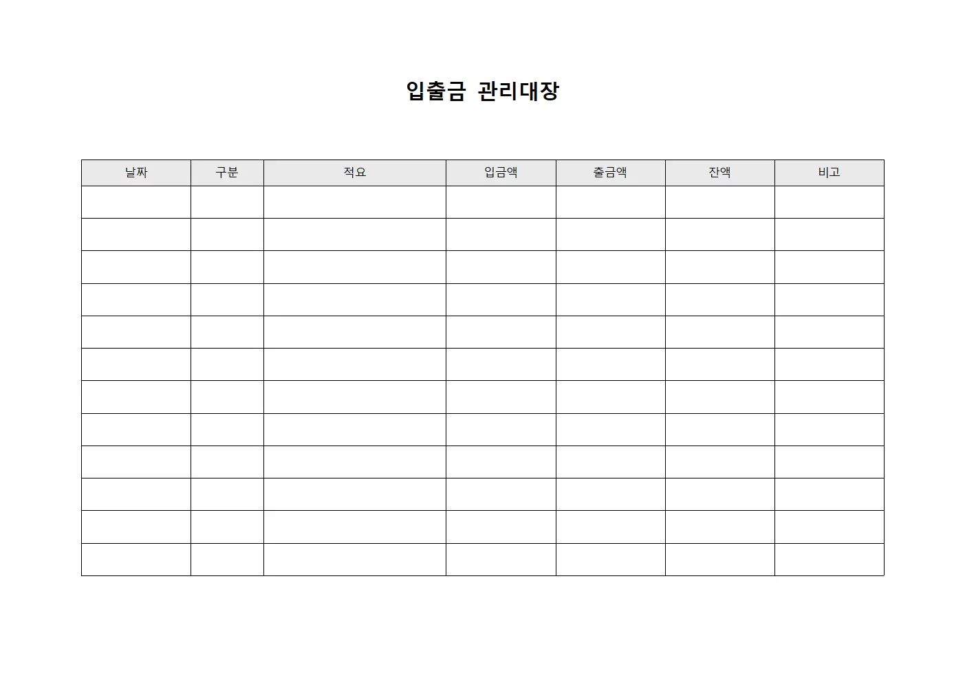 입출금 관리대장 거래내역