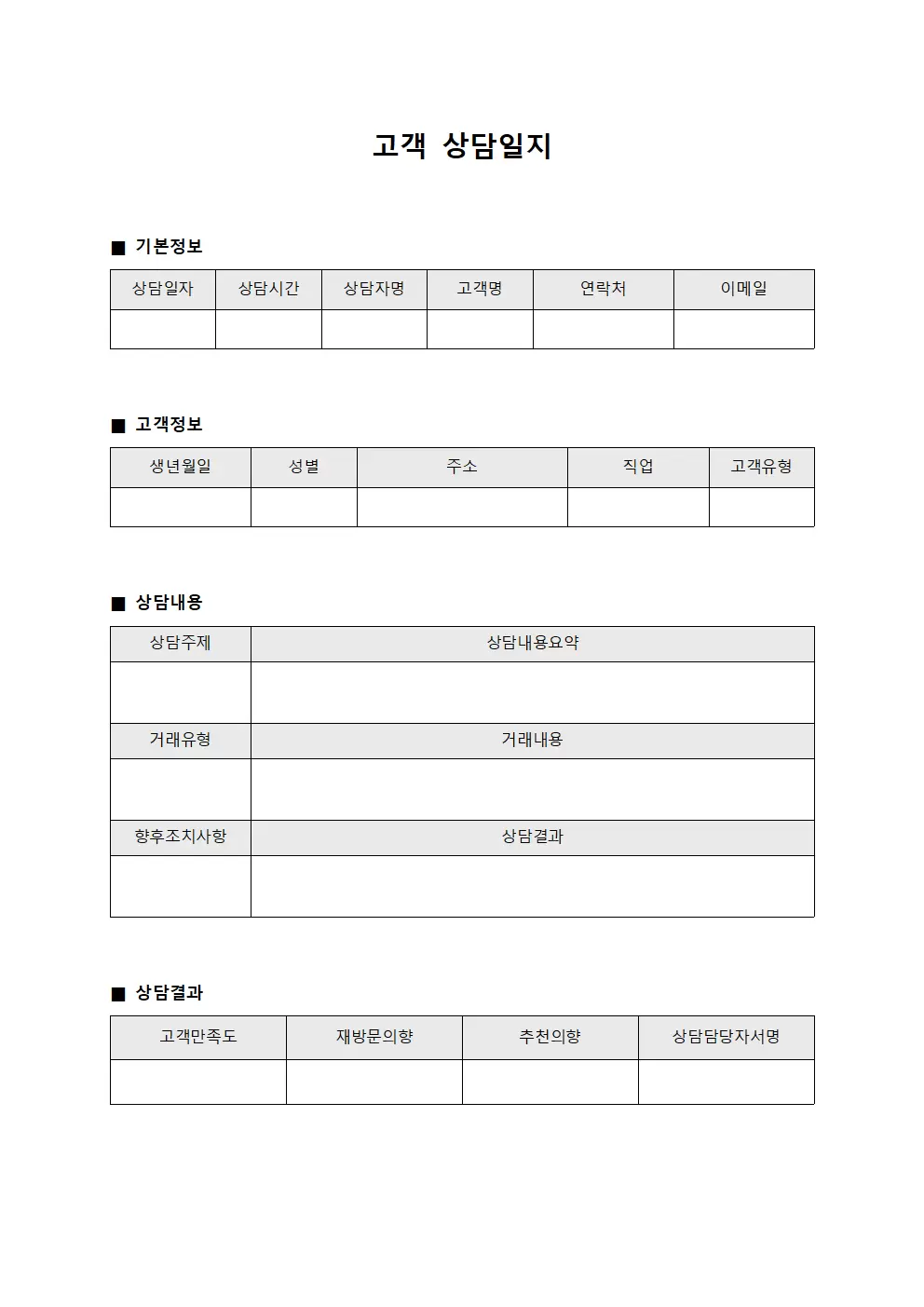 이용자 상담일지 거래현황