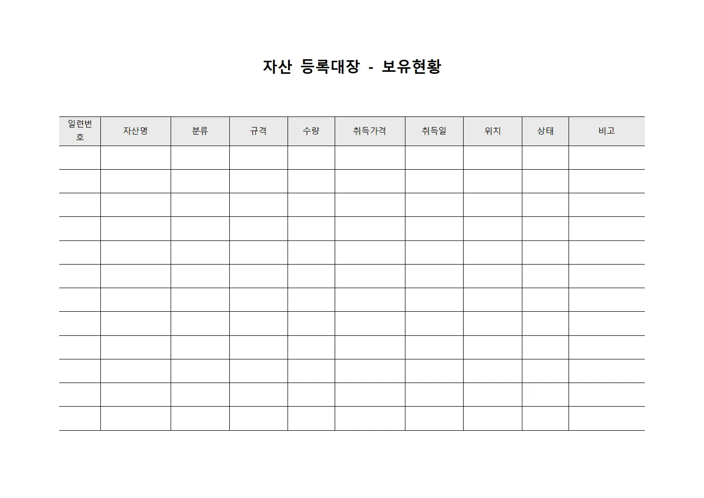 자산 등록대장 - 보유현황