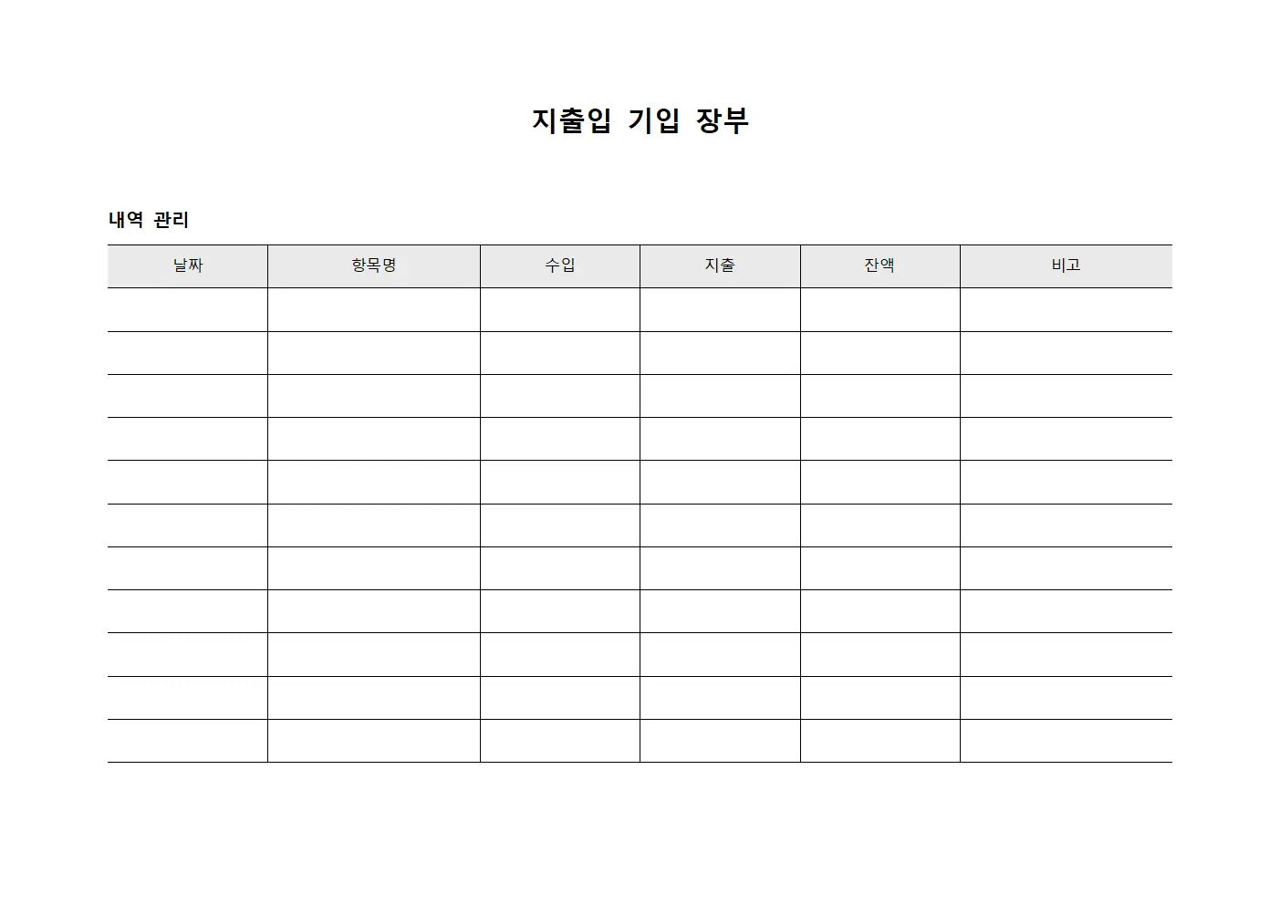 지출입 기입 장부