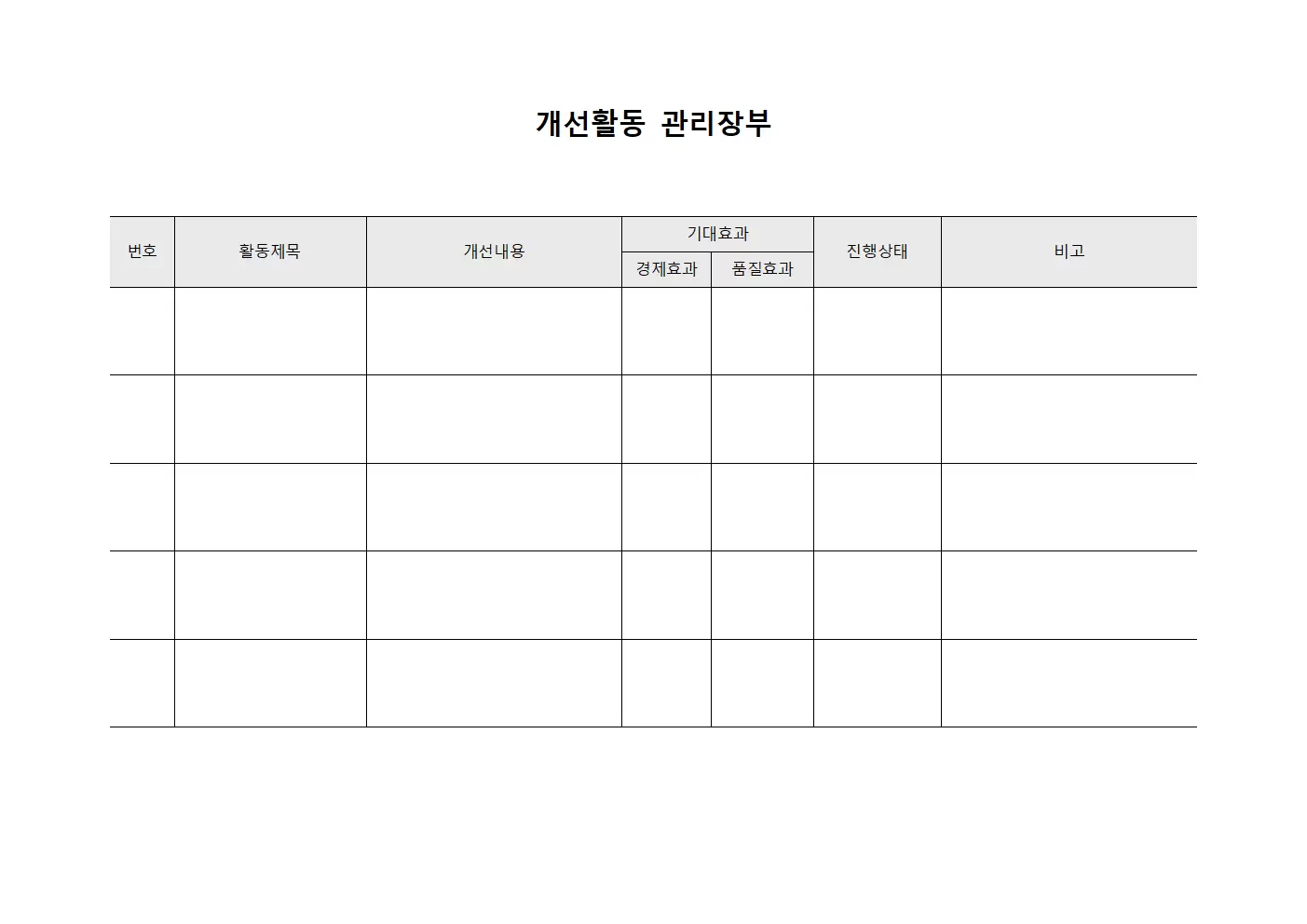 개선활동 관리장부