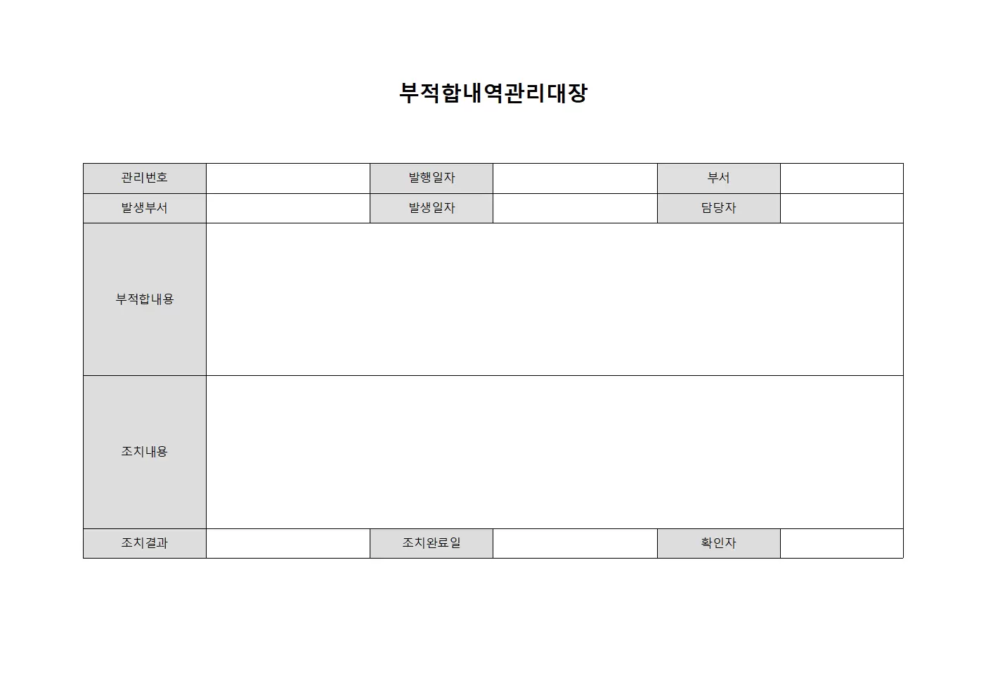 부적합내역관리대장