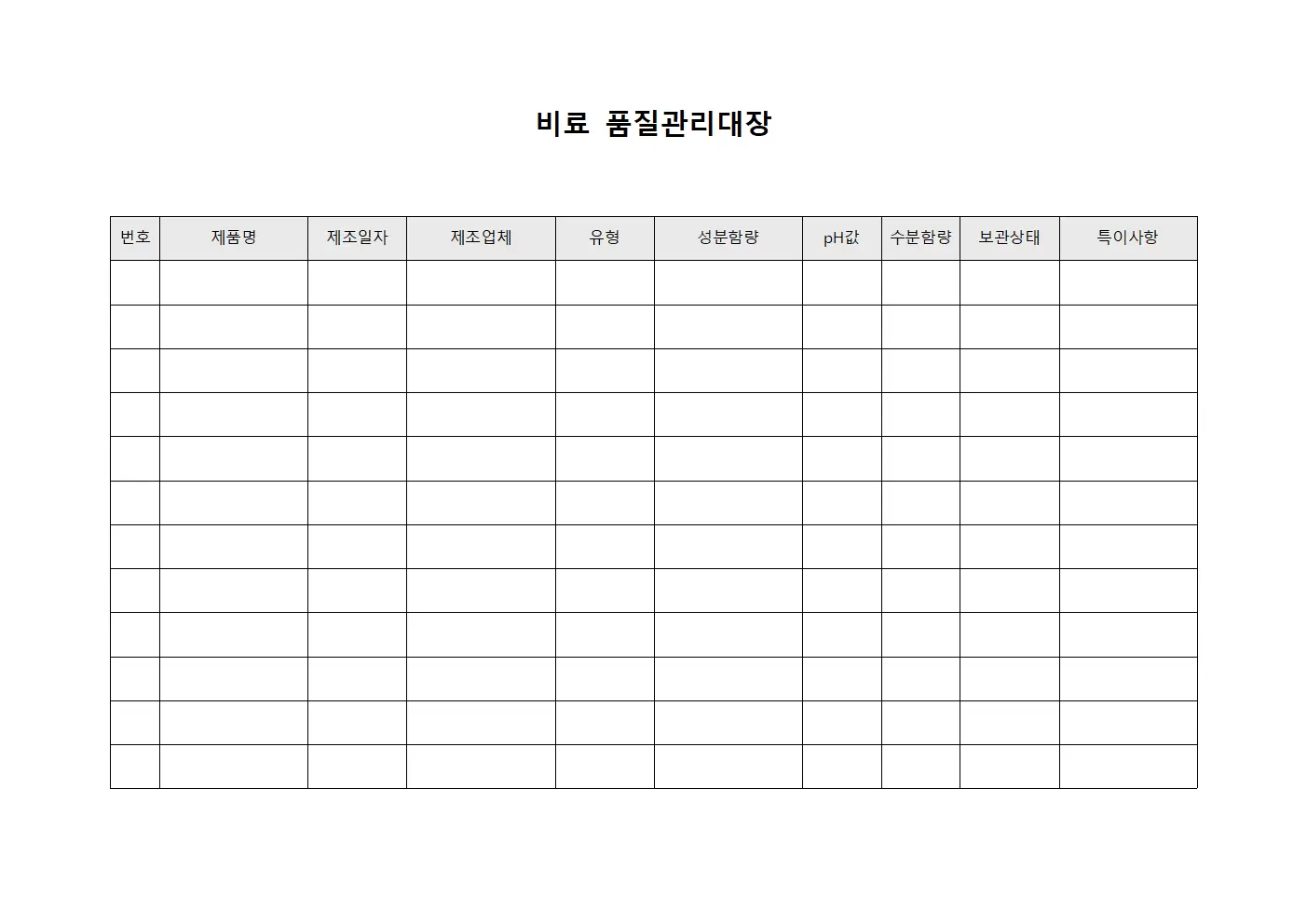 비료 품질관리대장
