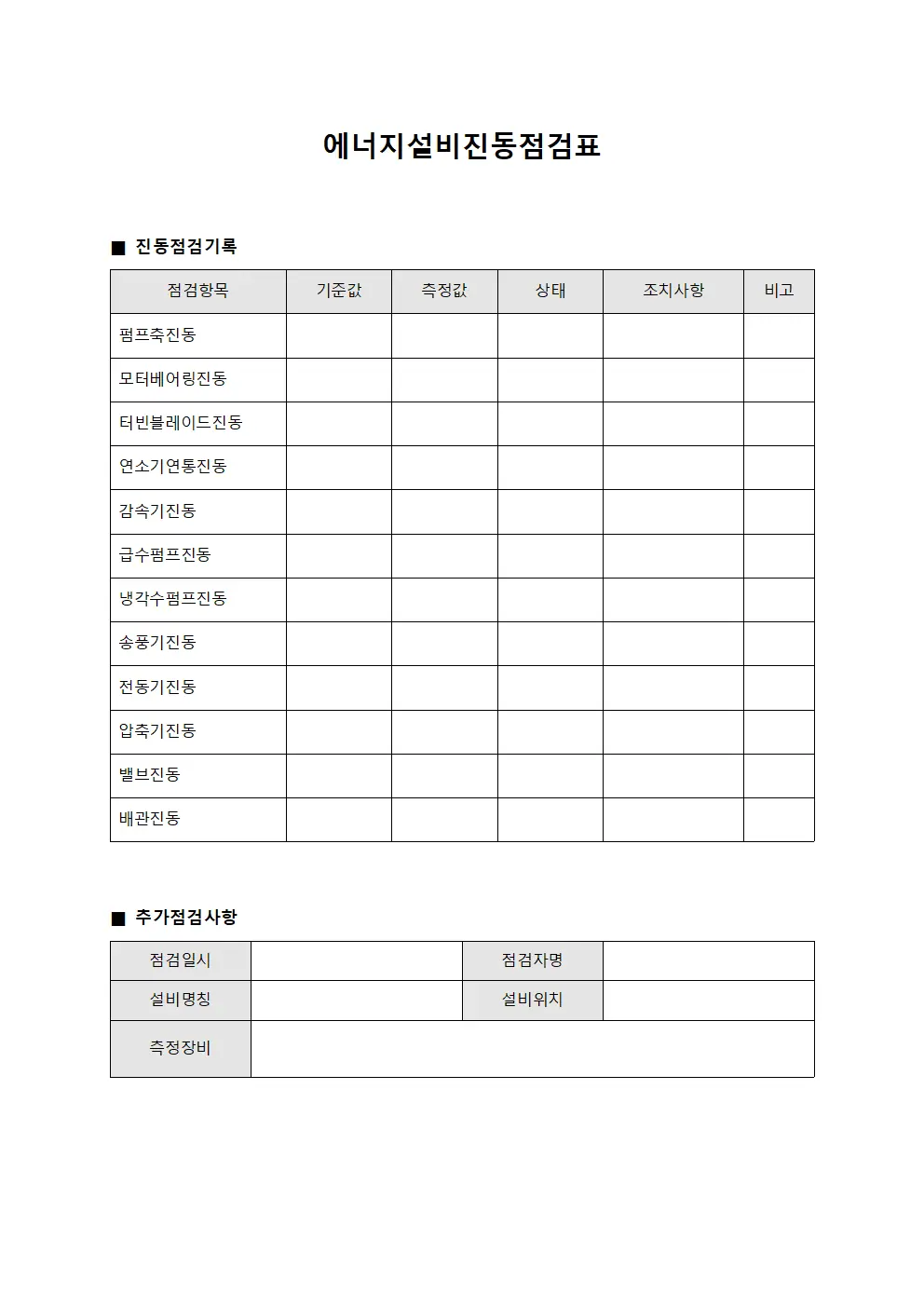 에너지설비진동점검표