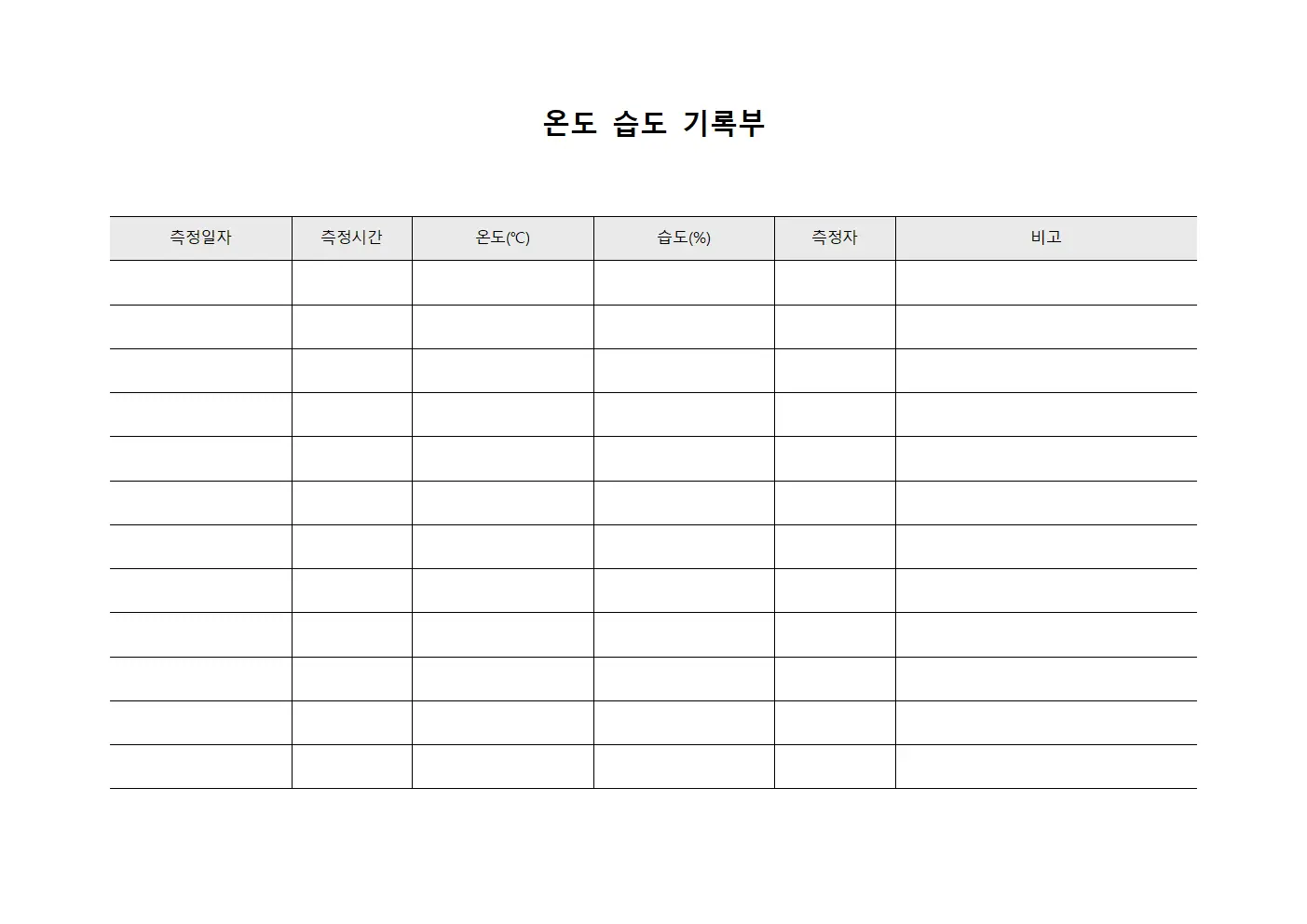 온도 습도 기록부