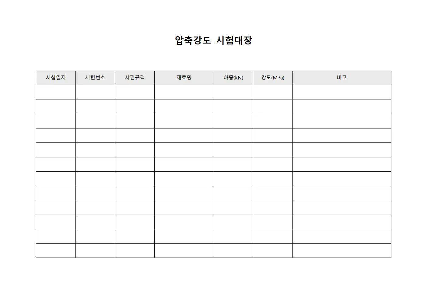 압축강도 시험대장