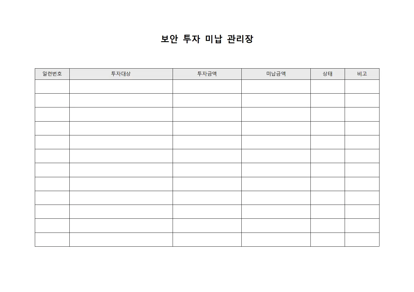 보안 투자 미납 관리장
