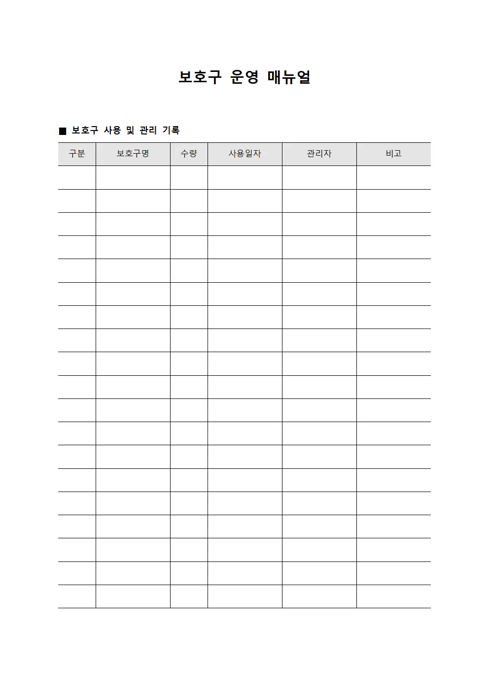 보호구 운영 매뉴얼