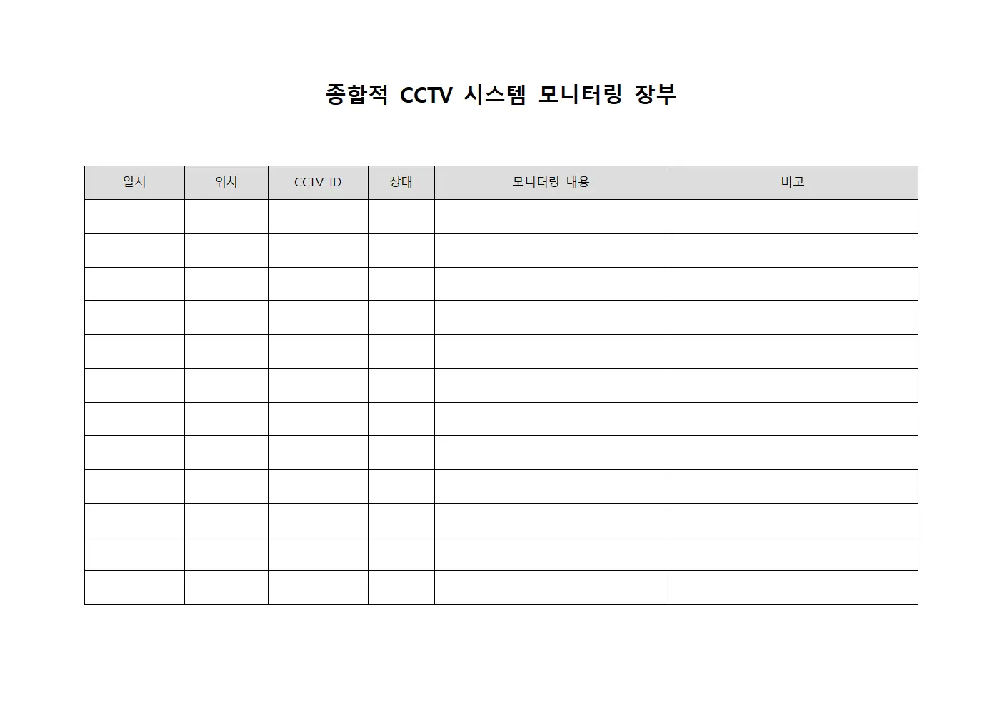 종합적 보안감시 모니터링 장부 문서양식