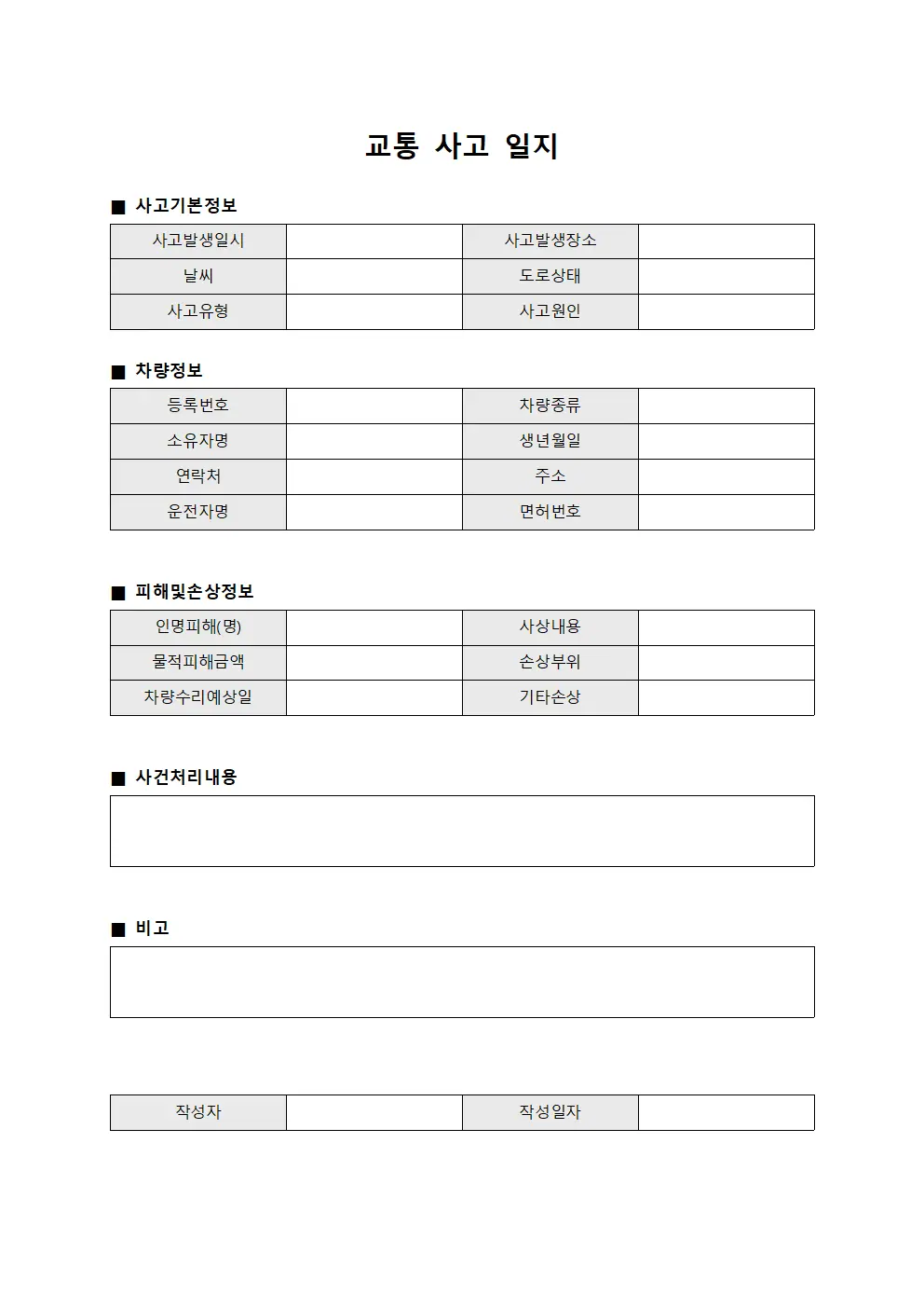 교통 사고 일지