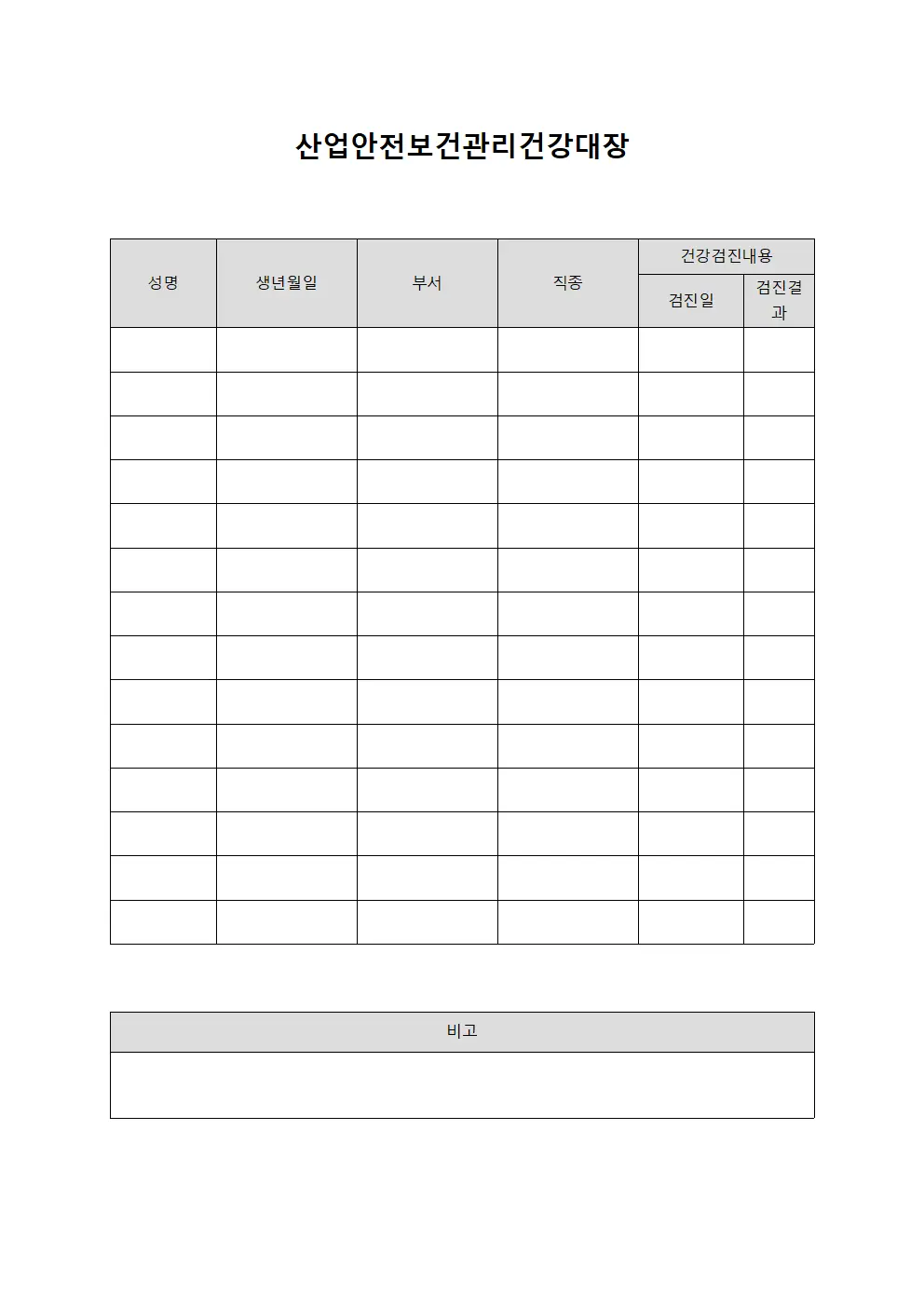 산업안전보건관리건강대장