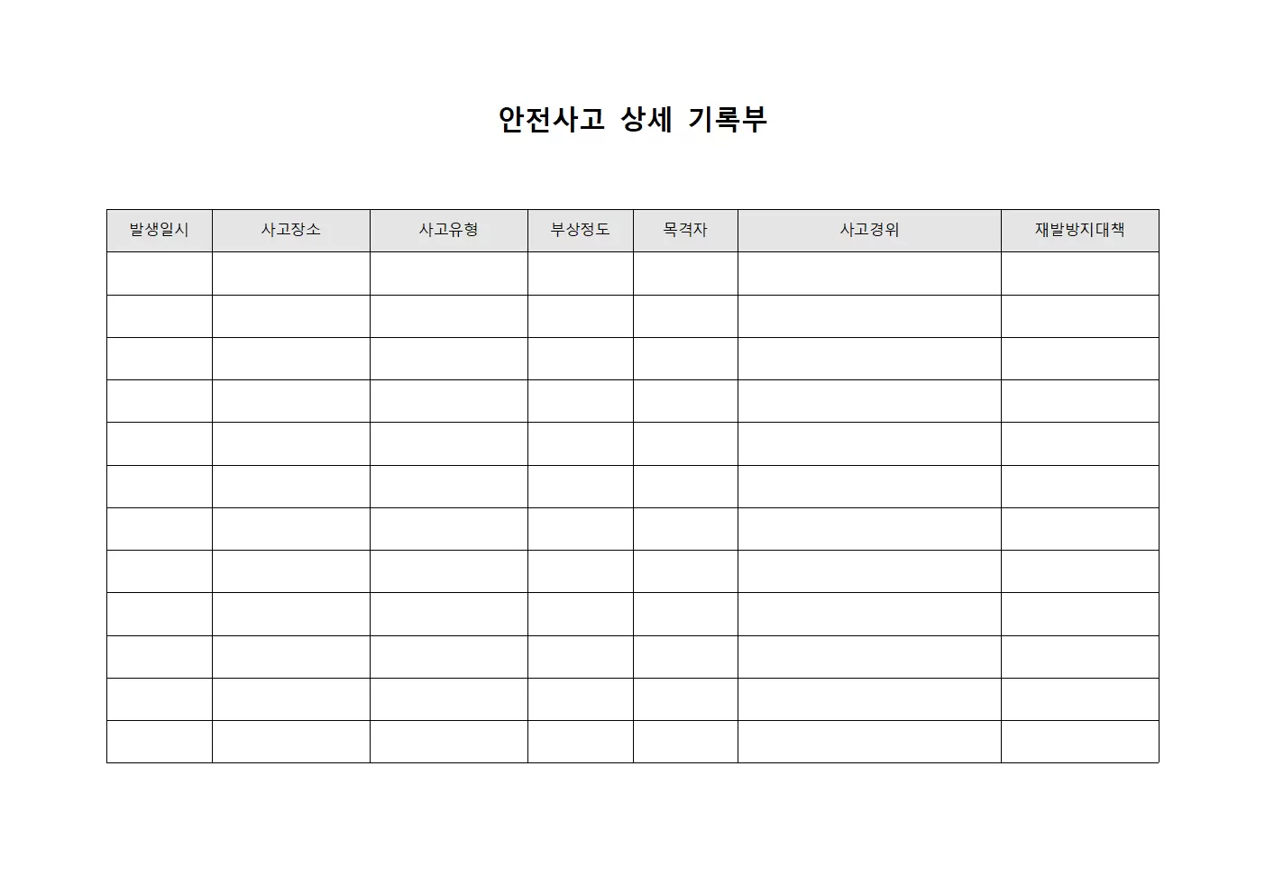 안전사고 상세 기록부