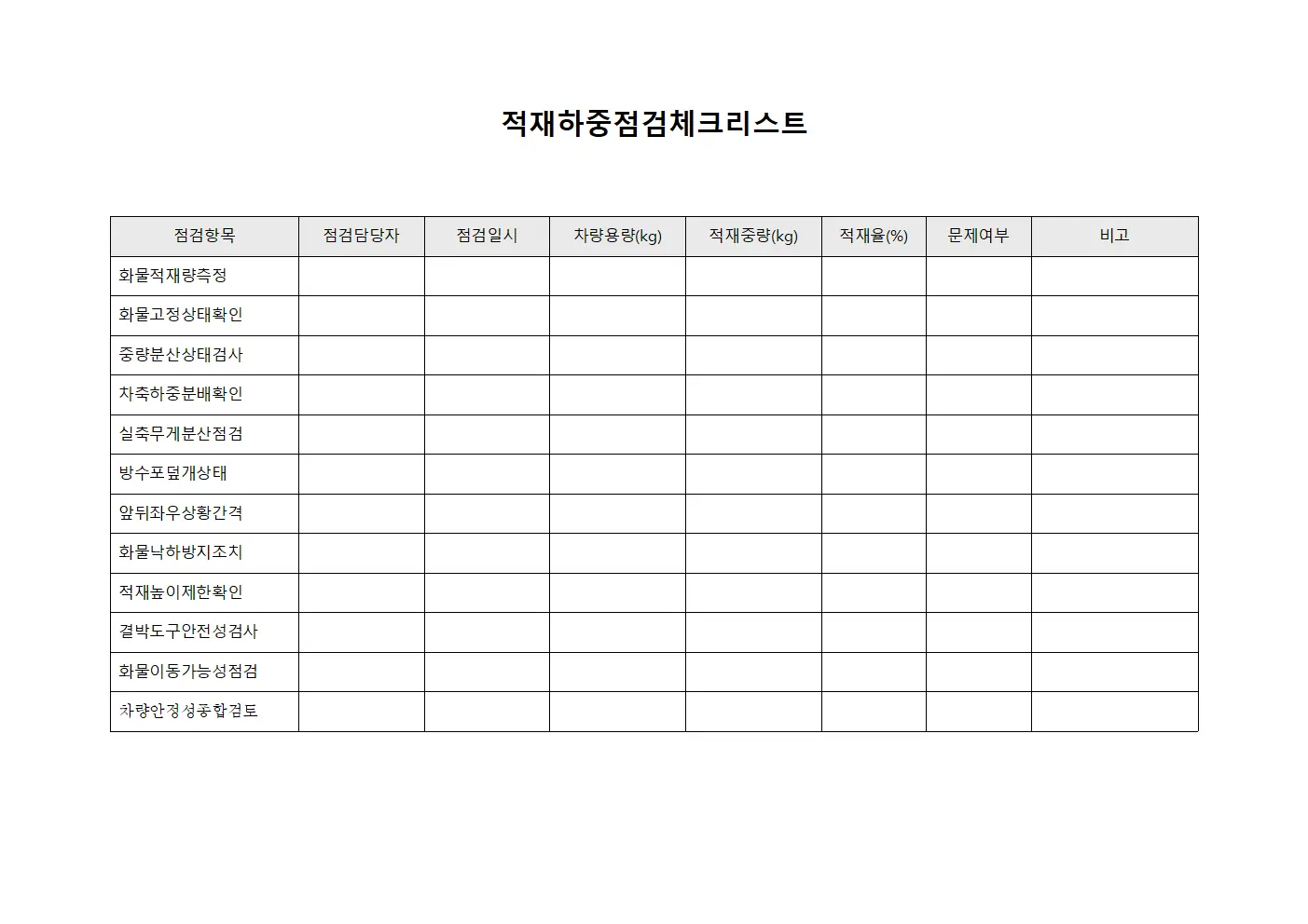 적재하중점검체크리스트