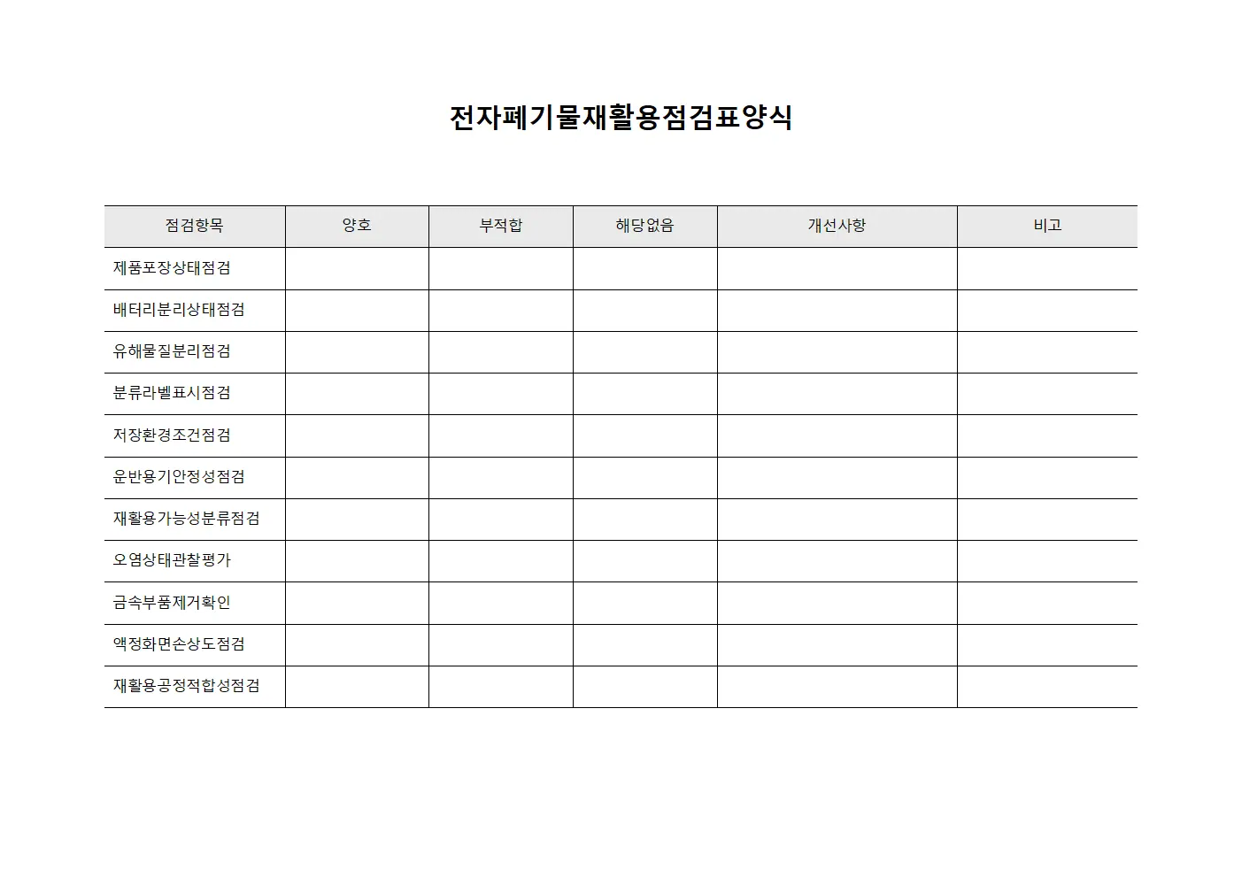 전자폐기물재활용점검표