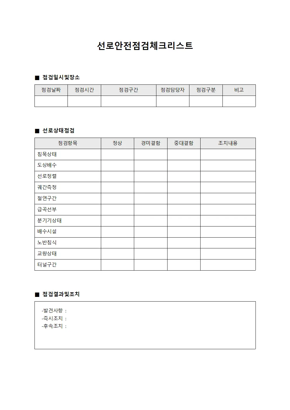 선로안전점검체크리스트
