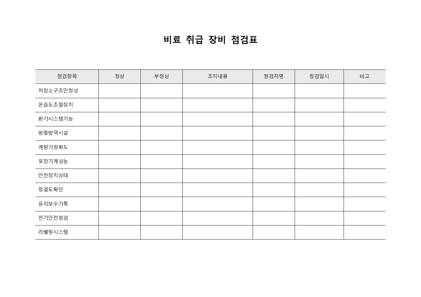 비료 취급 장비 점검표 파일양식