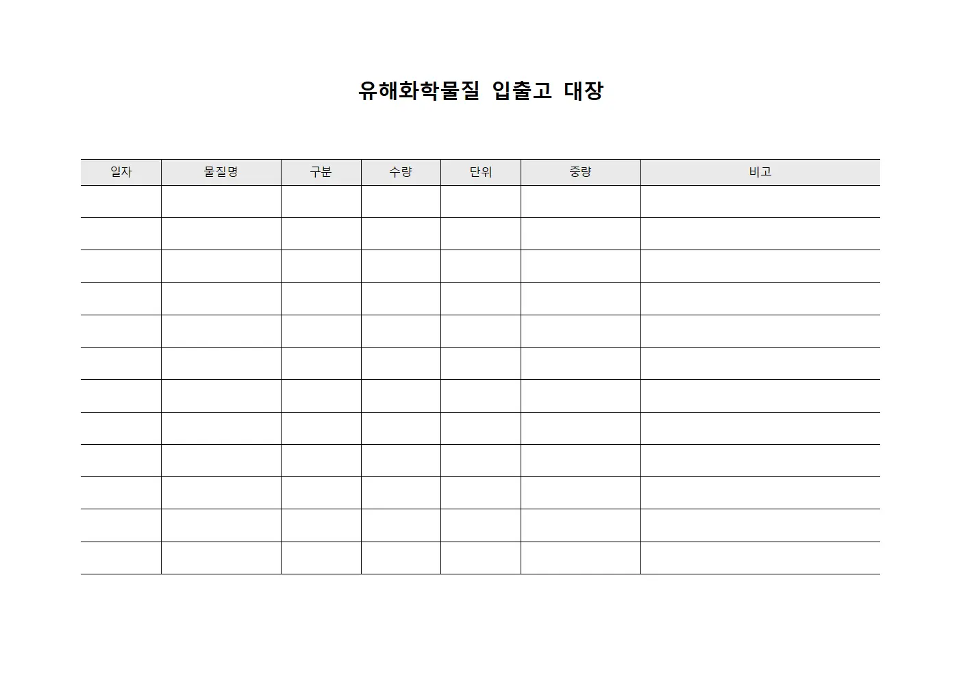 유해화학물질 입출고 대장