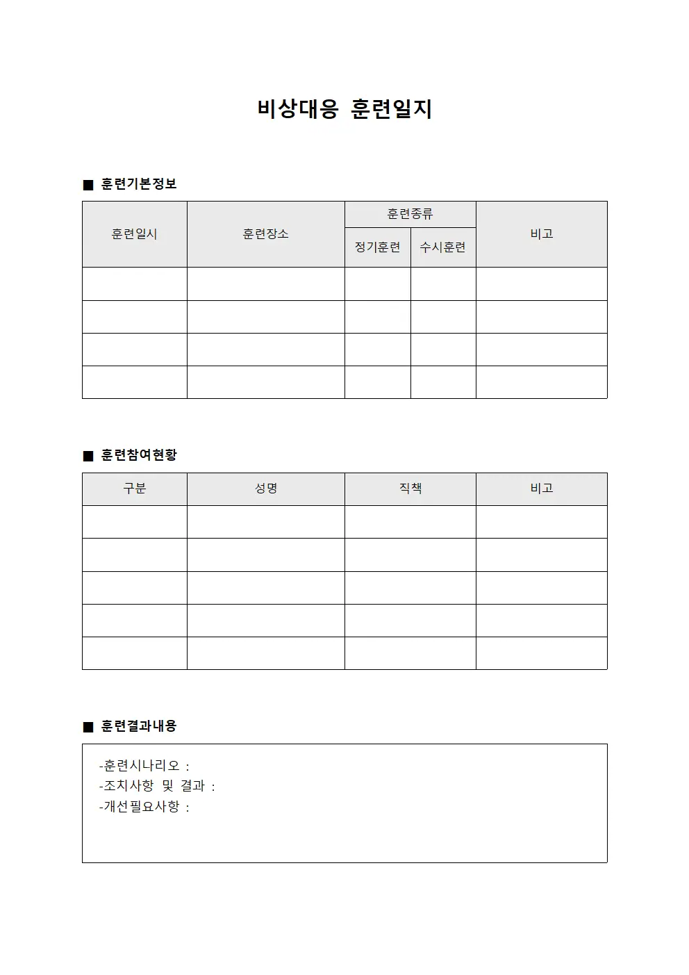 비상대응 훈련일지