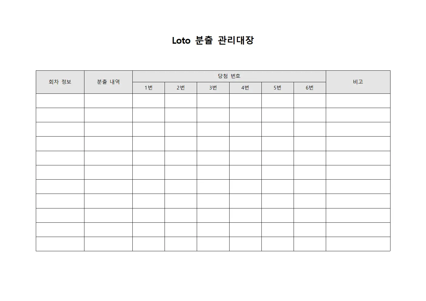 Loto 분출 관리대장