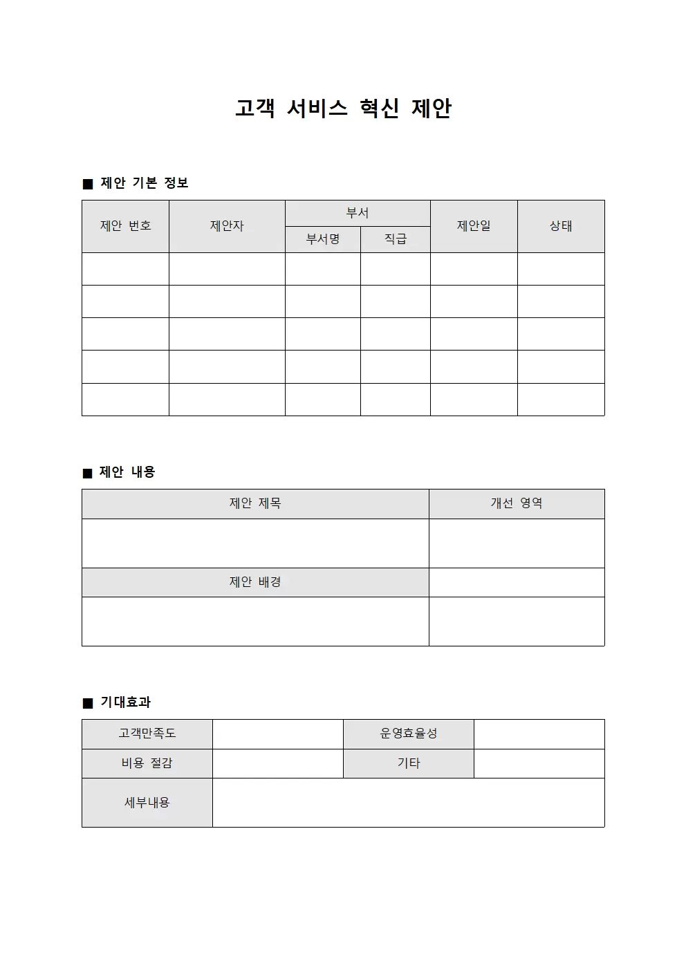 고객 서비스 혁신 제안