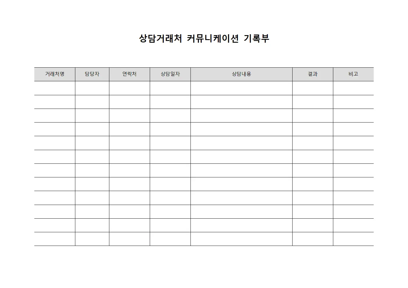 상담거래처 커뮤니케이션 기록부