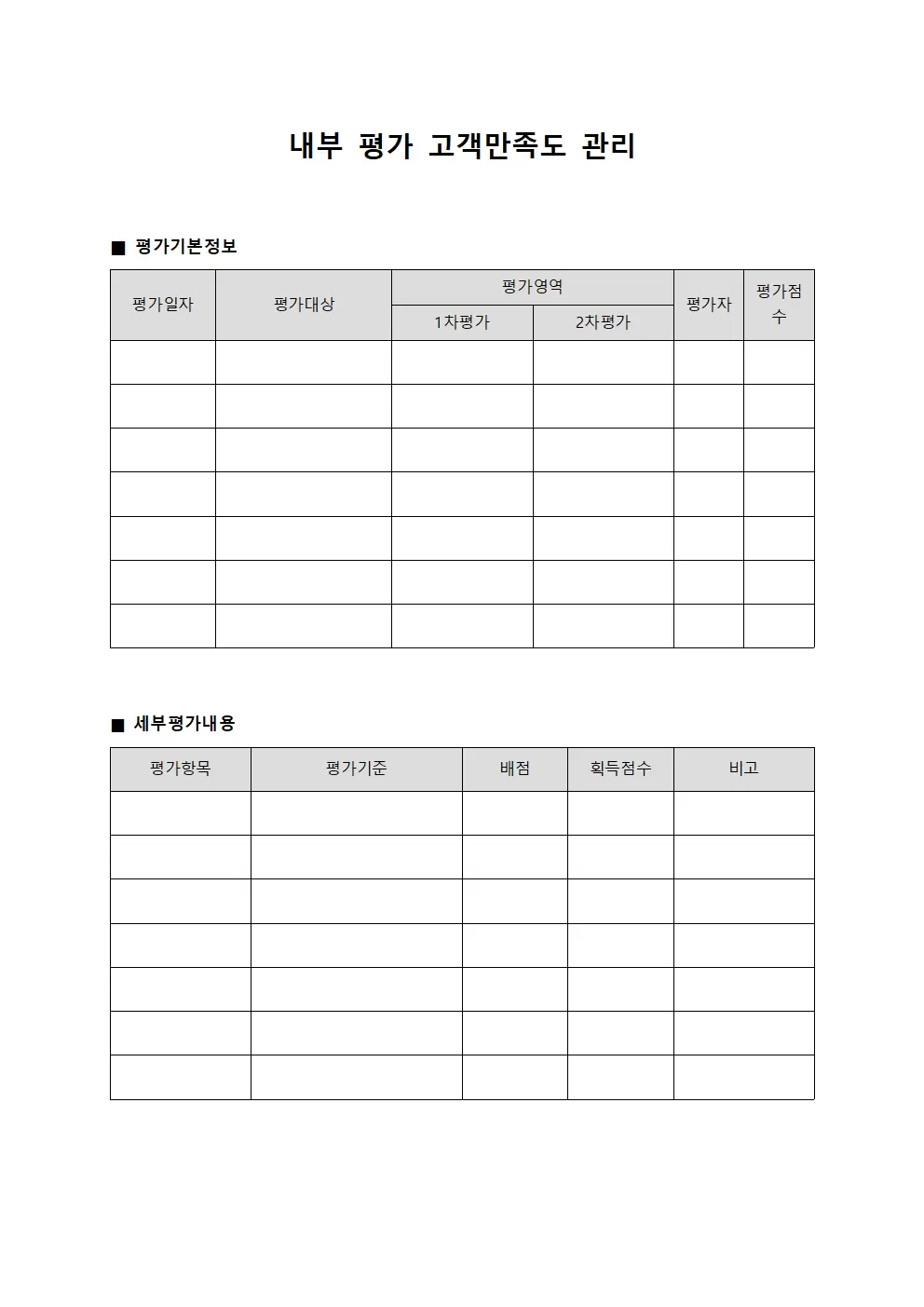 내부 평가 고객만족도 관리