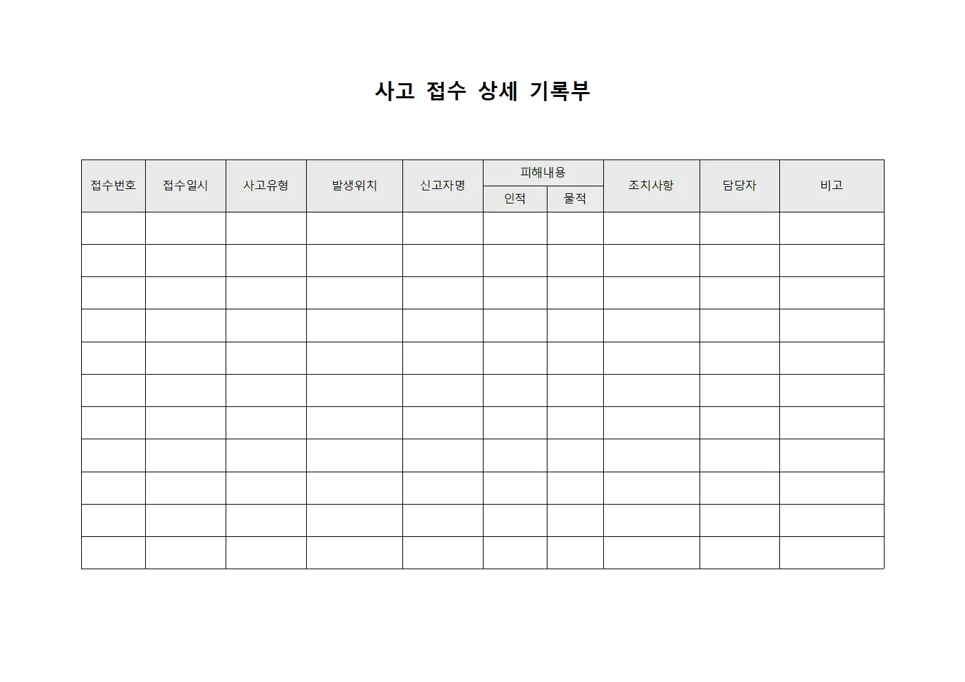 사고 접수 상세 기록부