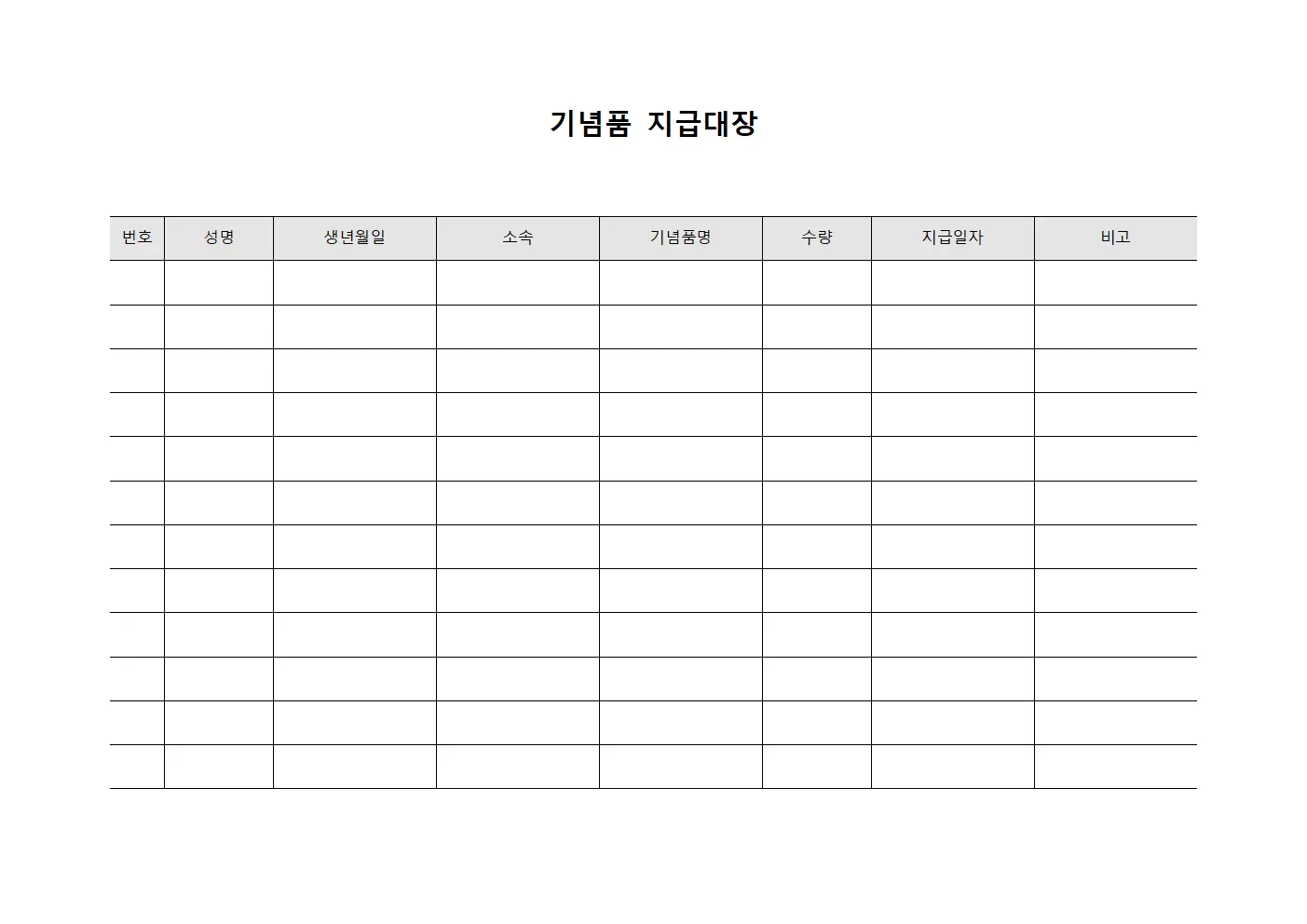 기념품지급대장 - 기념촉진물품배분