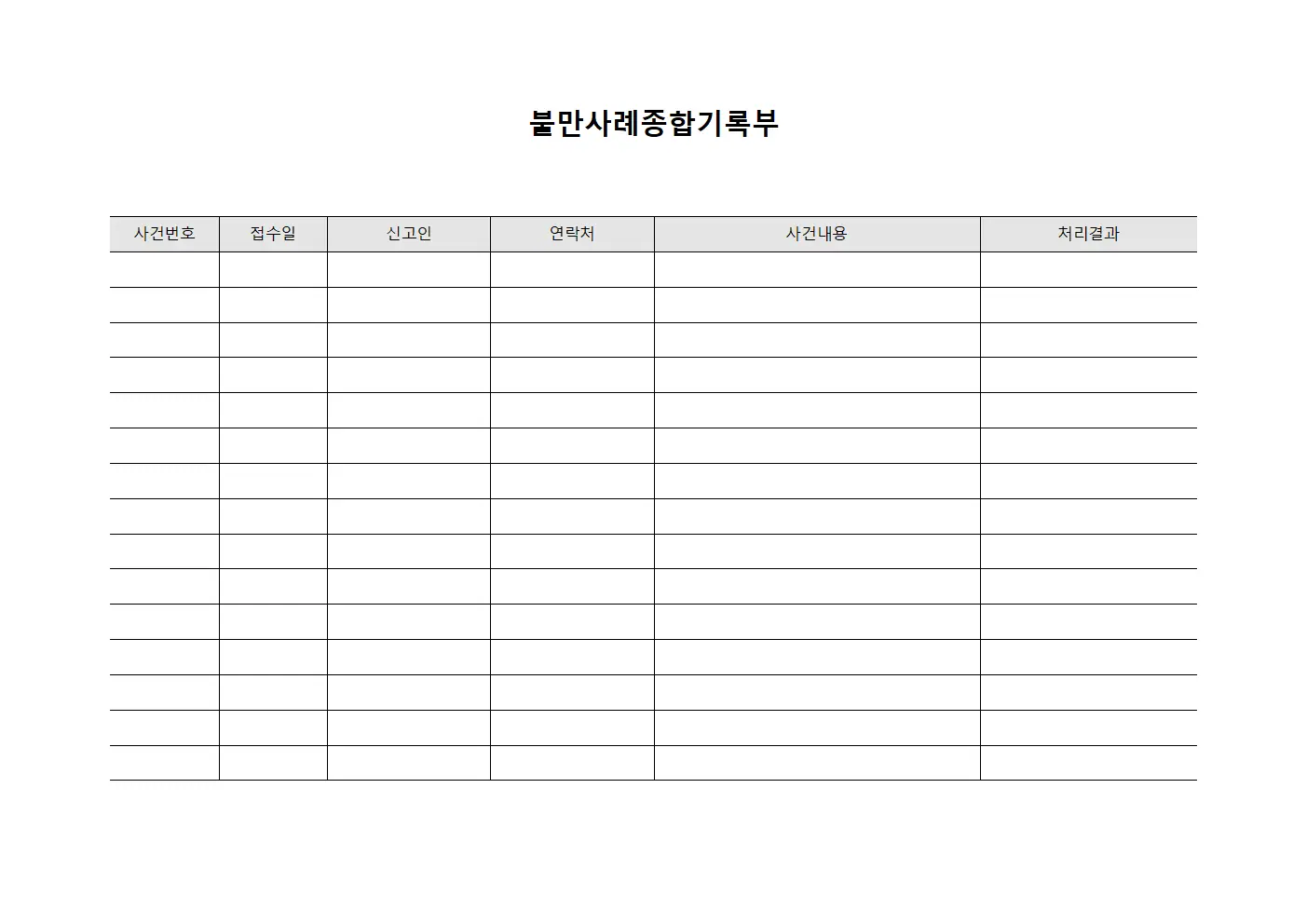불만사례종합기록부
