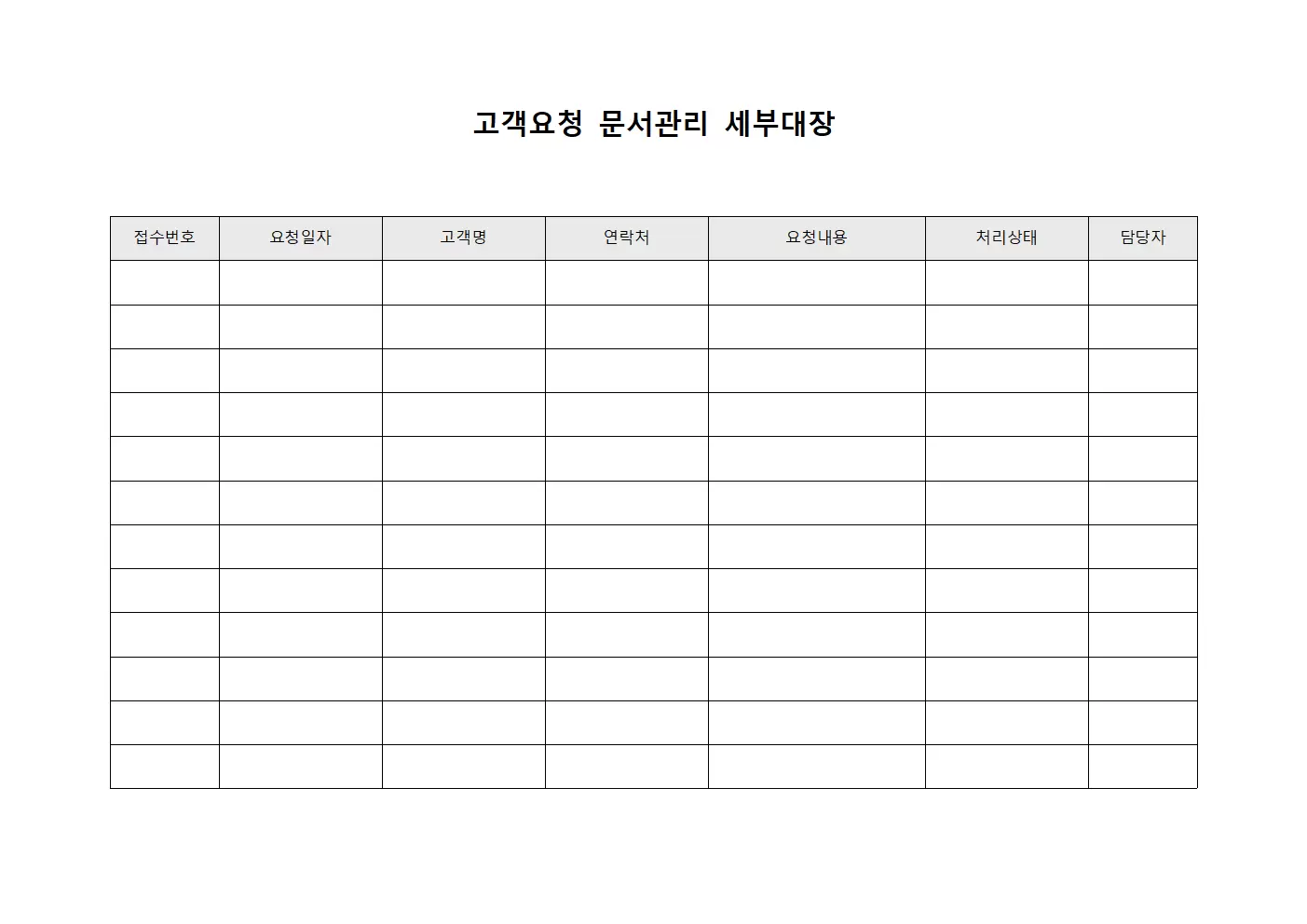 고객요청 문서관리 세부대장