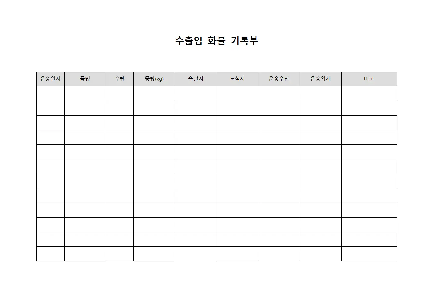 수출입 화물 기록부