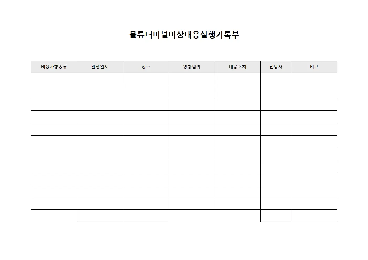 물류터미널비상대응실행기록부