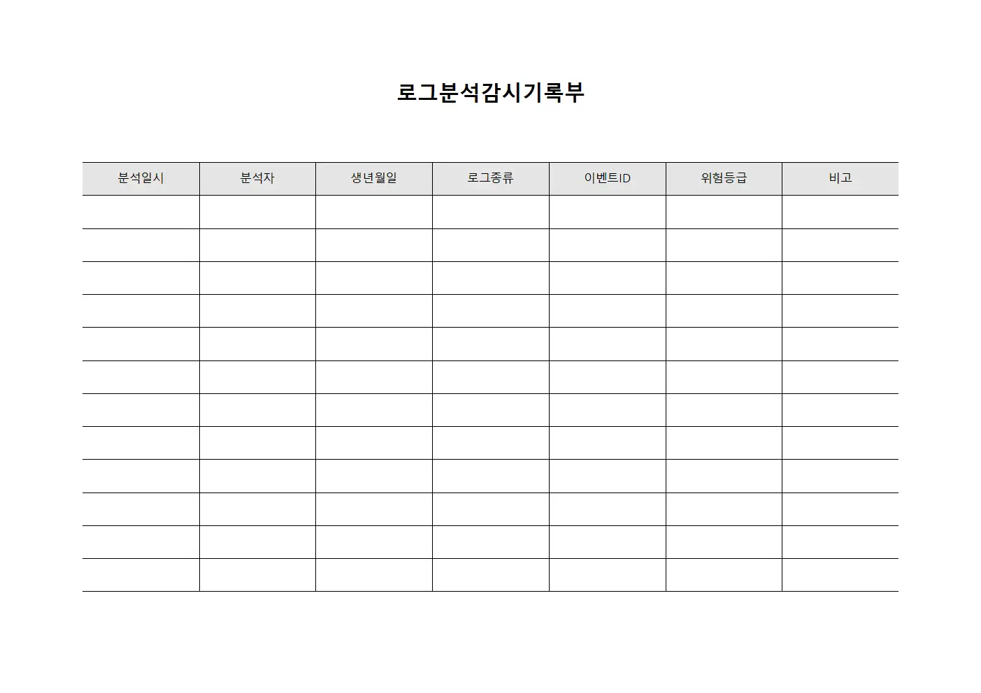 로그분석감시기록부 템플릿 양식