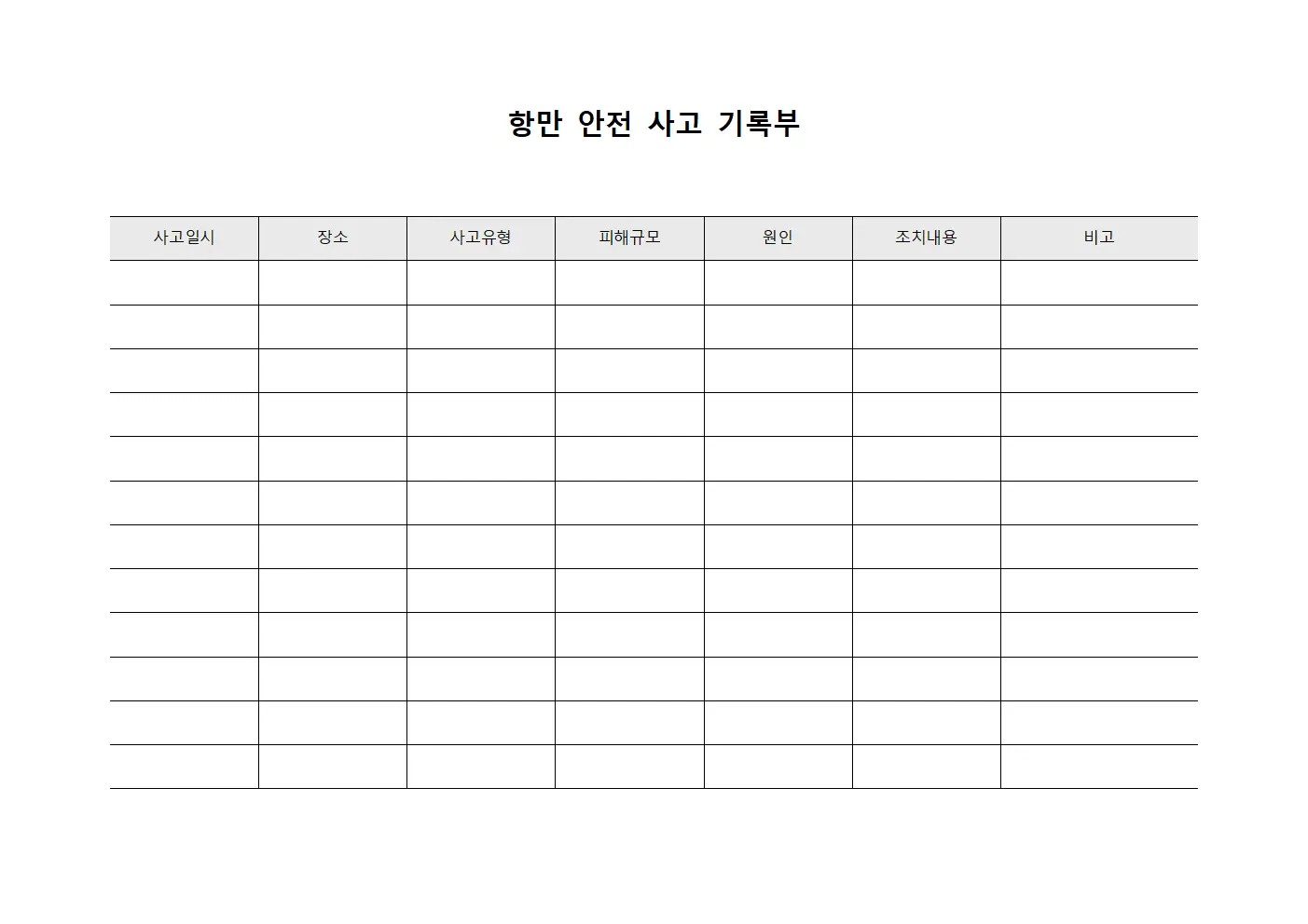 항만 안전 사고 기록부