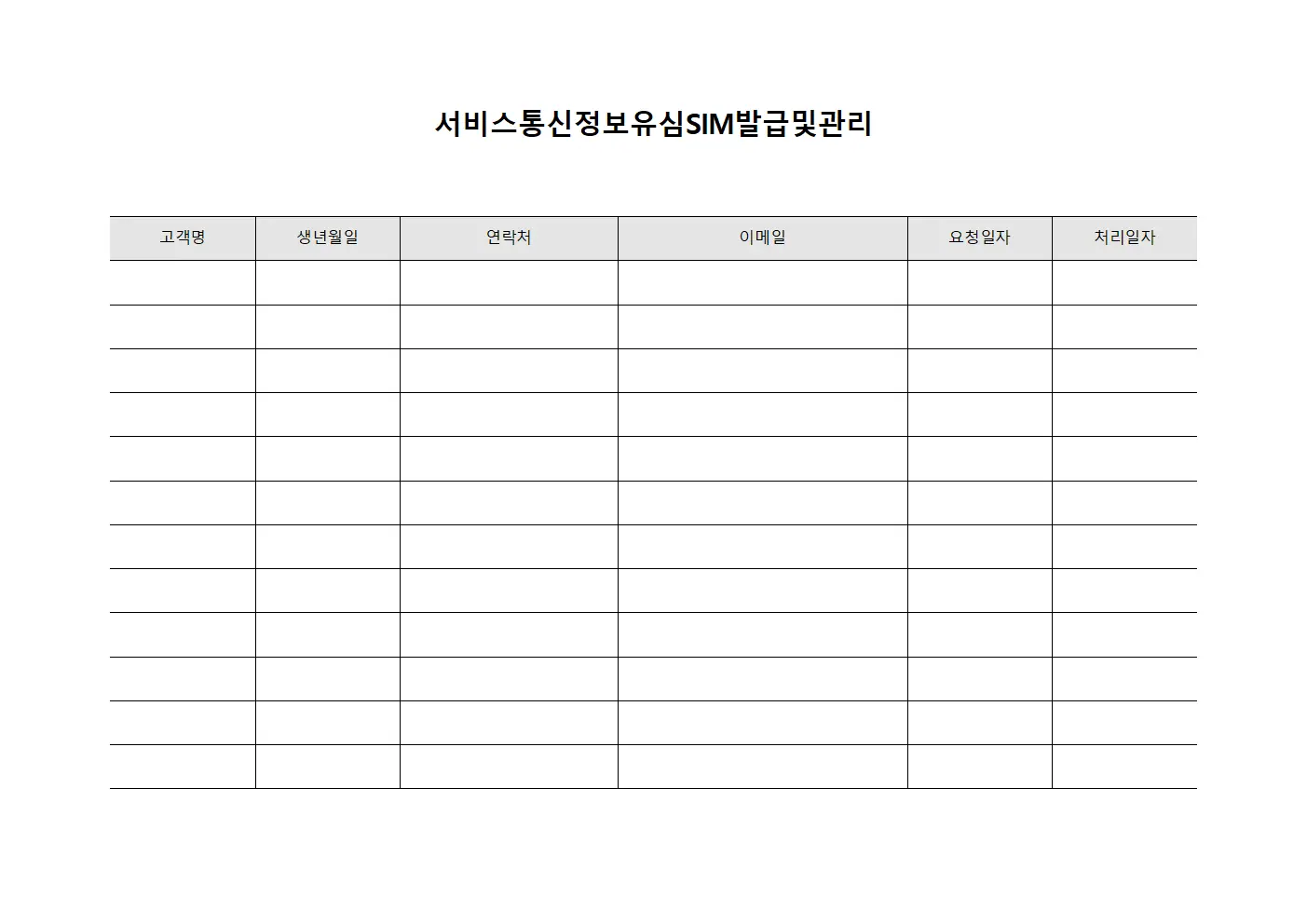 서비스통신정보유심심발급및관리