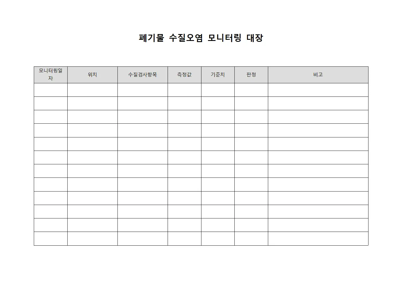 폐기물 수질오염 모니터링 대장
