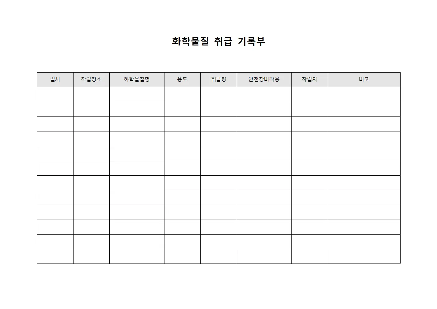 화학물질 취급 기록부