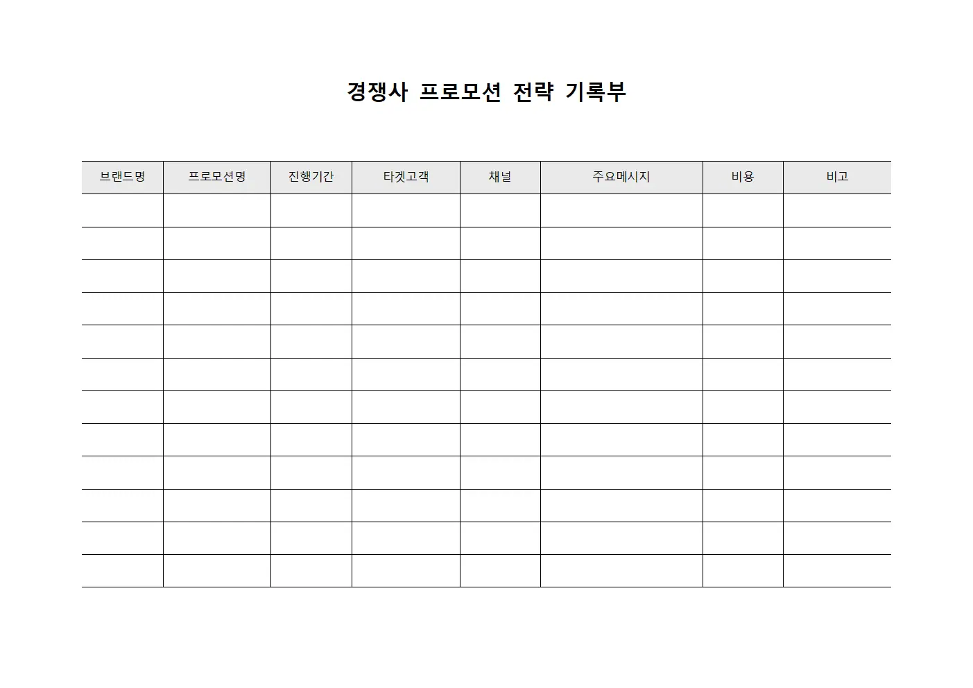 경쟁사 프로모션 전략 기록부