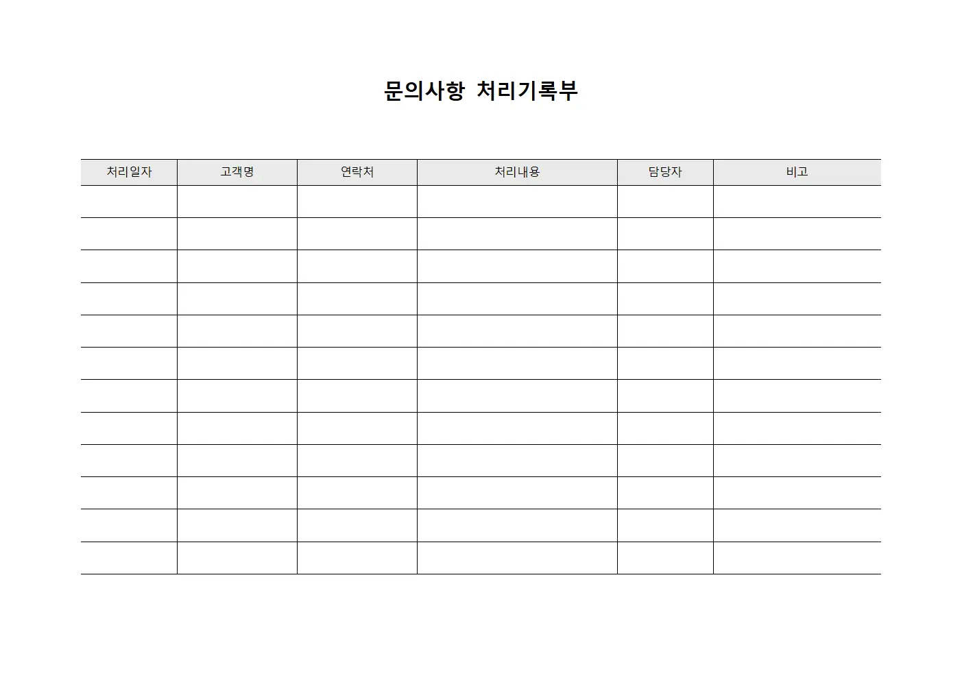 문의사항 처리기록부