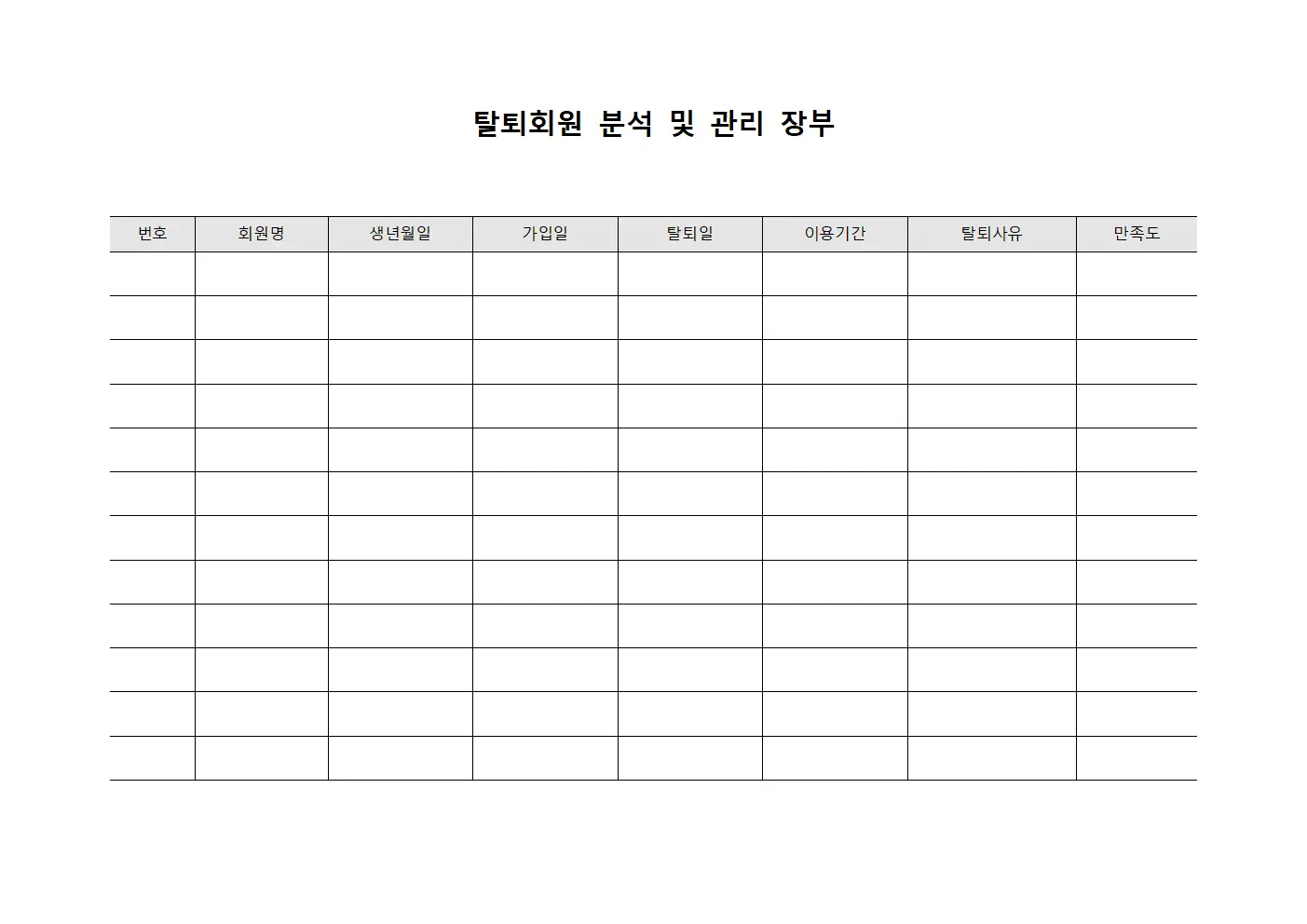 탈퇴회원 분석 및 관리 장부